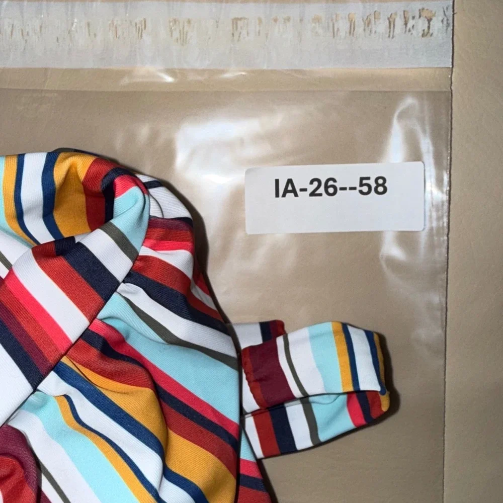 Anne Cole Striped One Piece Swimsuit Square Neck Back Tie Womens‎ Size 12